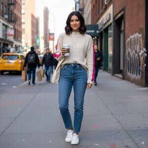 The Fifth Label Unspoken Knit Cream with Pink Size Small NWT